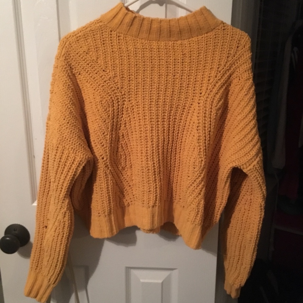 cropped mustard knit sweater